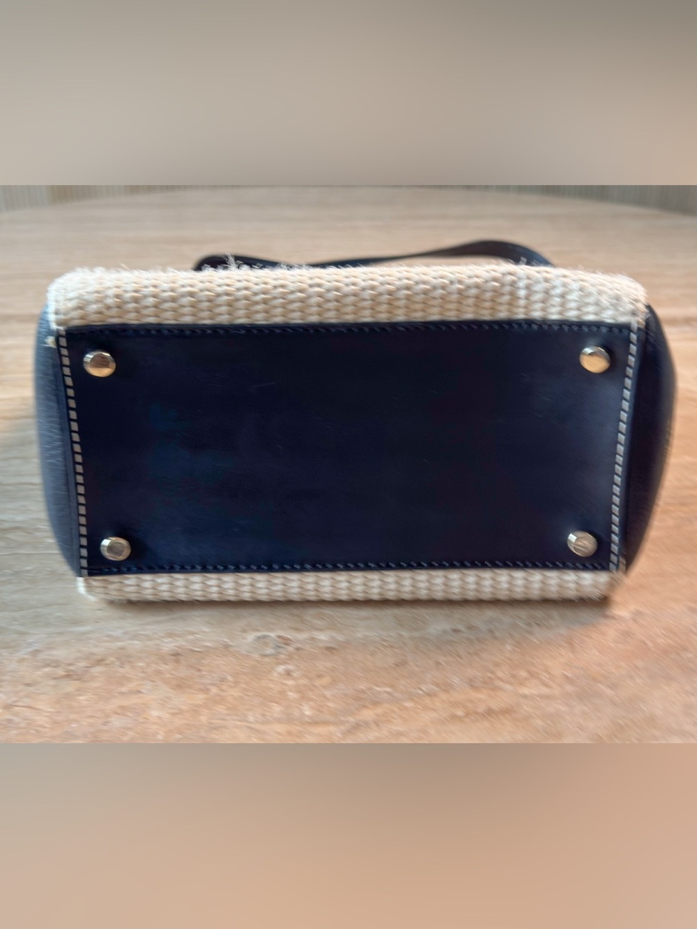 kate spade - Leo Houston Street Straw Black Cream Woven Bag with Top Handles - Picture 4 of 9